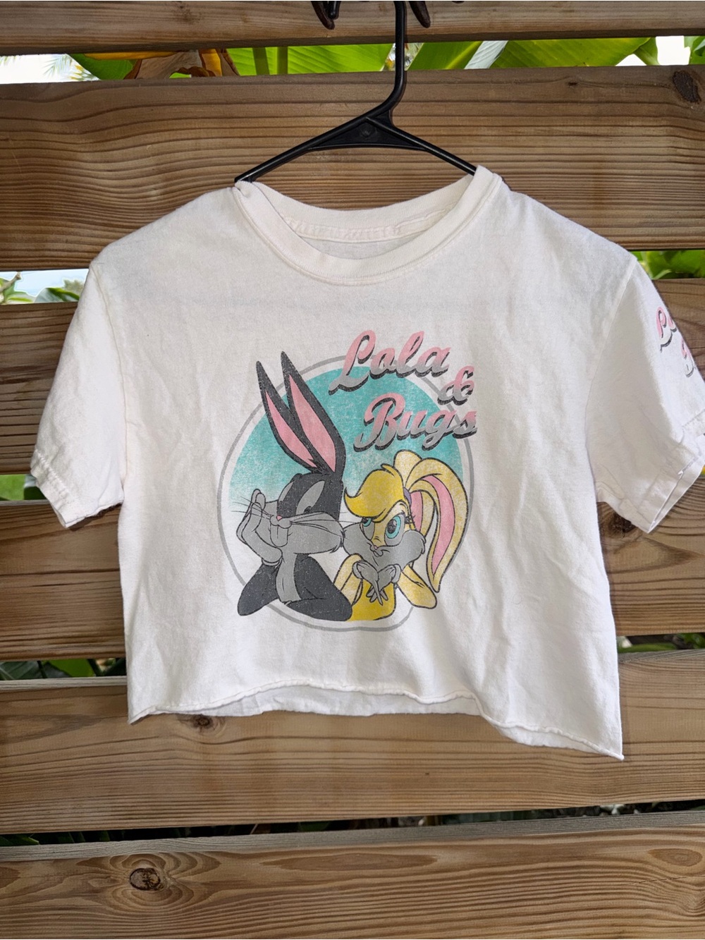 White Lola & Bugs Graphic Crop Tee